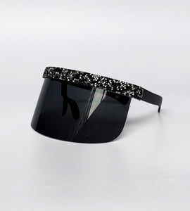 Razzle Strip Visor in Silver Black-visor-Festival Fashion & accessories Peach Pops