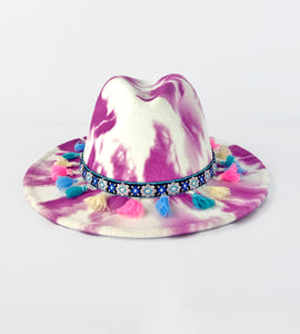 Marble White Purple Fedora-Festival Fashion & accessories Peach Pops