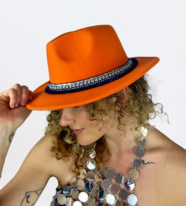 Orange Blue Fedora-Festival Fashion & accessories Peach Pops