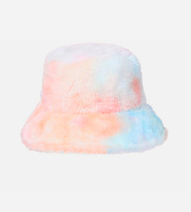 Bucket Hat in Faux Fur Peach Tie Die-Festival Fashion & accessories Peach Pops