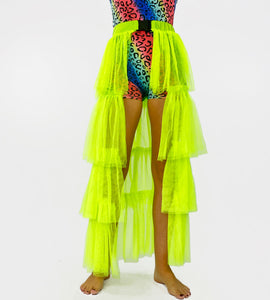 Peekaboo Maxi Skirt in Neon Yellow-skirt-Festival Fashion & accessories Peach Pops