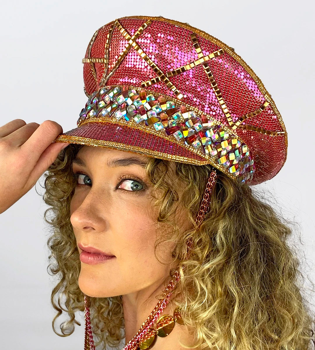 Diamonds in the Wild Captains Hat Custom festival hat – Peach Pops