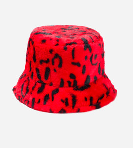 Bucket Hat in Red Fur