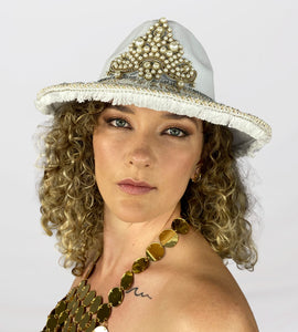 White Pearl Fedora-Festival Fashion & accessories Peach Pops