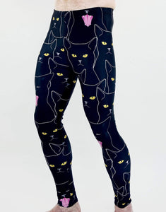Black Cats Unisex Leggings-leggings-Festival Fashion & accessories Peach Pops