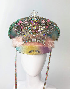 Cotton Candy Custom Captain's Hat-hats-Festival Fashion & accessories Peach Pops