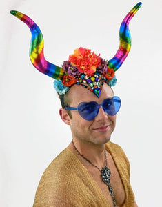 Covet Me Horns in Rainbow Magic-headpiece-Festival Fashion & accessories Peach Pops