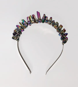 Demi Liberty Crystal Crown in Oil Slick-headpiece-Festival Fashion & accessories Peach Pops