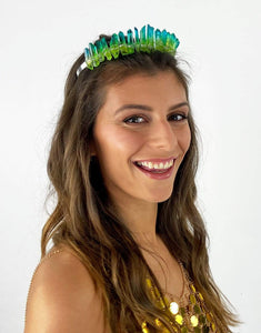 Diadem Crystal Crown in Pine Lime-headpiece-Festival Fashion & accessories Peach Pops