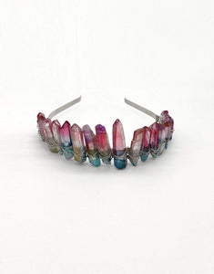 Diadem Crystal Crown in Pink Lagoon-headpiece-Festival Fashion & accessories Peach Pops