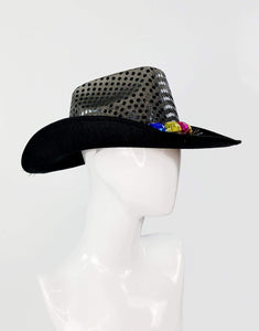 Disco Cowboy Hat in Sequin Black Multicolor Disco-hats-Festival Fashion & accessories Peach Pops