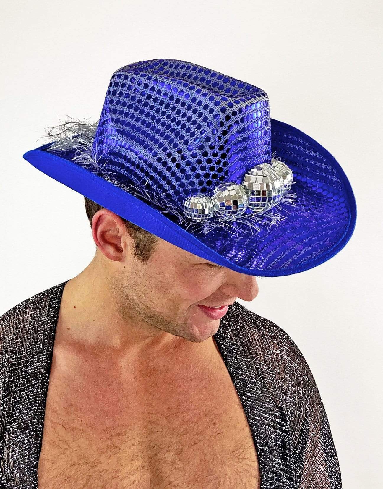Mirror Disco Cowboy Hat Stunning Disco Ball Hats Reflective Sequins Cowboy  C