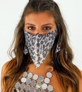 Face Veil in Silver Jaguar-Masks-Festival Fashion & accessories Peach Pops