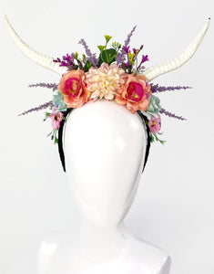 Fawn Garland in Peachy Keen-headpiece-Festival Fashion & accessories Peach Pops
