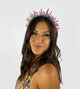 Liberty Crystal Crown in Pink Lagoon-headpiece-Festival Fashion & accessories Peach Pops