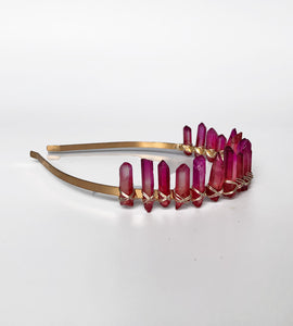 Mini Diadem Crystal Crown in Magenta-headpiece-Festival Fashion & accessories Peach Pops