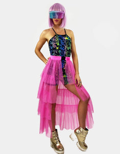 Peekaboo Maxi Skirt in Hot pink-skirt-Festival Fashion & accessories Peach Pops