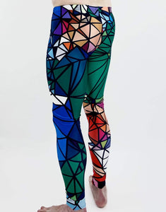 Stained Glass Unisex Leggings-Festival Fashion & accessories Peach Pops