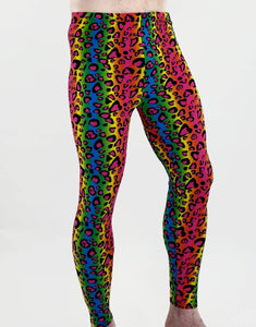 Super Stretch Neon Cheetah Unisex Leggings-Festival Fashion & accessories Peach Pops
