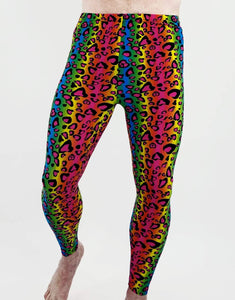 Super Stretch Neon Cheetah Unisex Leggings-Festival Fashion & accessories Peach Pops